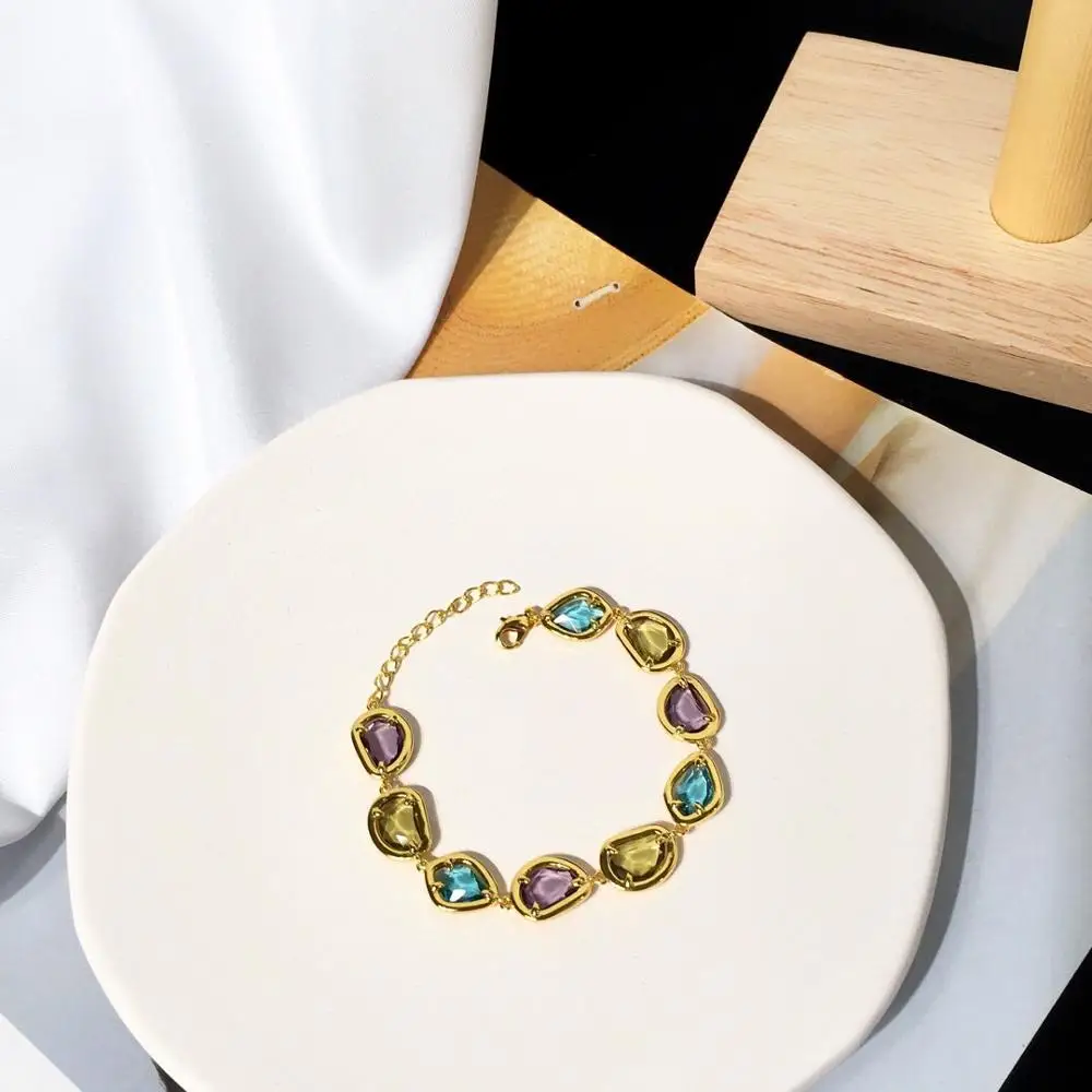 Женский браслет с кристаллами роскошный романтичный цвета розового золота