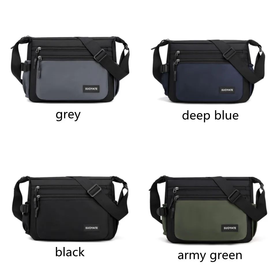 

Casual Men's Crossbody Bags Shoulder Bag Water-resistent Oxford Travel Messenger Bags Zipper Belt Tote Male