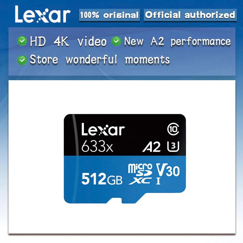 Карта памяти Lexar 633x microSDXC 512 ГБ micro sd класс 10 100 м/с|Карты памяти| |