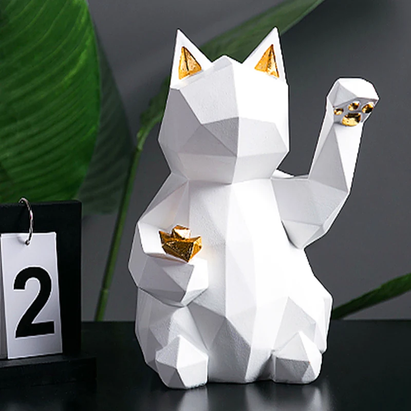 Скандинавский минималистичный Декор счастливая кошка геометрические статуи