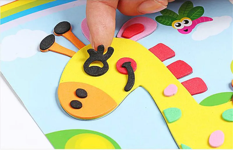 BalleenShiny 10 шт./компл. Детские DIY 3D игра-головоломка наклейка s детские развивающие игрушки наклейка в форме животных обучающая детская игрушка для подарка