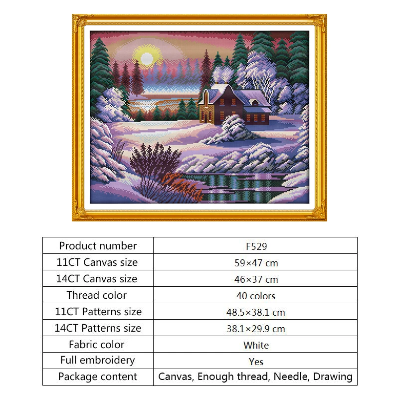 Набор для вышивания с изображением заснеженного пейзажа 14ct 11ct картины рукоделия