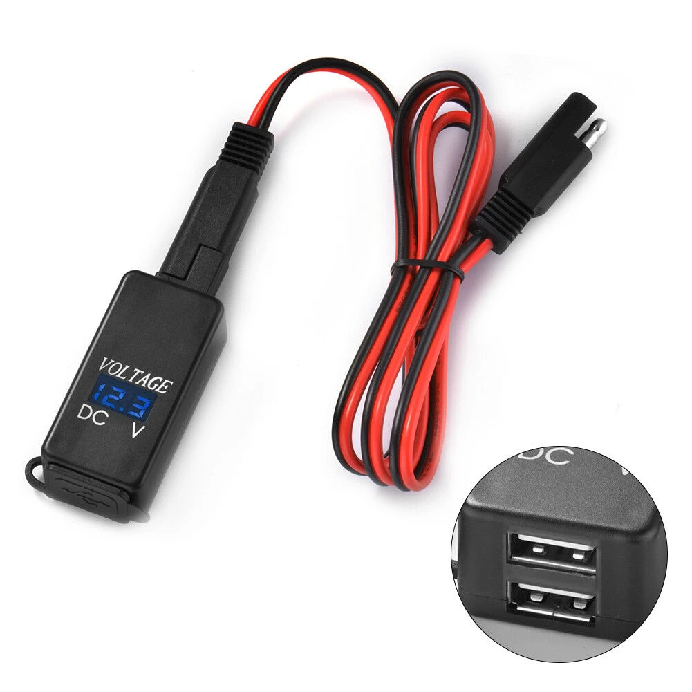 12-24 В мотоциклетный зарядный адаптер пылезащитный светодиодный вольтметр SAE к USB