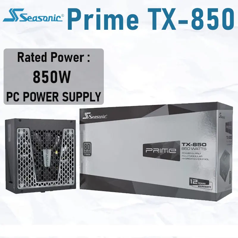 

Seasonic Prime TX-850 Power Supply Rated 850W 100-240V PFC 135mm Gaming PC Power Supply For Intel AMD ATX Computer Silver color