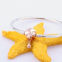 amas 925 sterling silver flower on the street bracelet flower ladybug button bracelet gift for girlfriend
