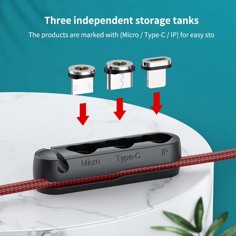 Raxfly Cable Organizer 3 in 1 Magnetic Cable Plugs Container For iphone Micro USB Type C Portable Storage Box Magnet Plug Case