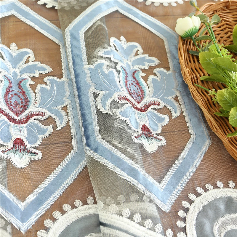 Современные роскошные серые шенилловые занавески с вышивкой для гостиной окна