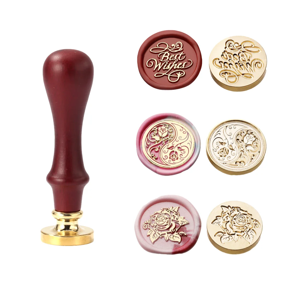 

Wax Seal Seal 30MM Rose Pattern Wax Seal Wedding Invitation Birthday Gift Stamp Replaceable Handle Stamp Retro Crafts Seal