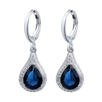 fashion lady jewelry classic blue stone earrings for women water drop shape drop earrings aretes de mujer modernos 2020