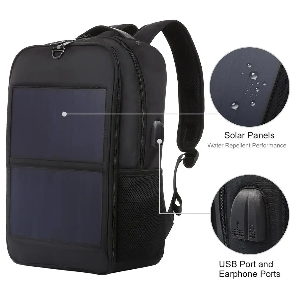 HAWEEL 14W Solar Panel Power Backpack Laptop Bag with Handle and 5V / 2.1A Max USB Charging Port | Компьютеры и офис