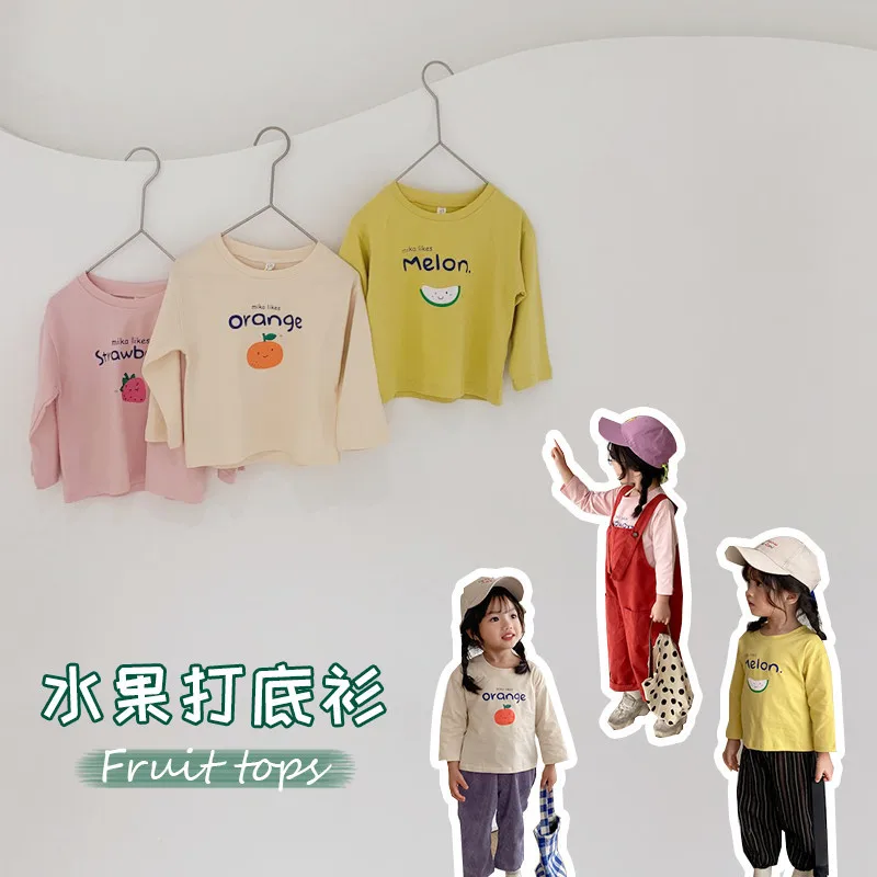 

2021 Children's Autumn T-shirt Boys and Girls Round Neck Long Sleeve Printed Top Children Unisex Clothes Boys Long Sleeve Tops