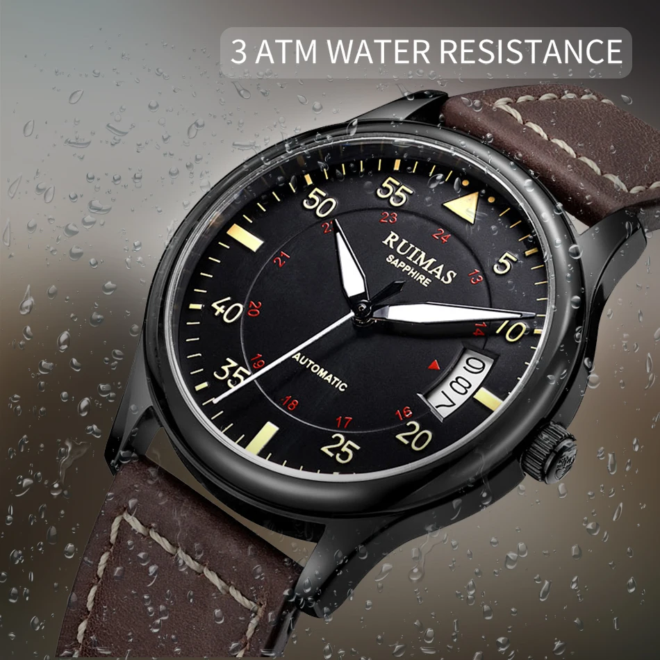 Мужские автоматические механические часы Ruimas роскошные топового бренда в стиле