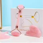 Массажер гуаша нефритовый для лица, натуральный розовый камень, розовый кварц, скребок для гуаши, массаж тела, уход за кожей для похудения