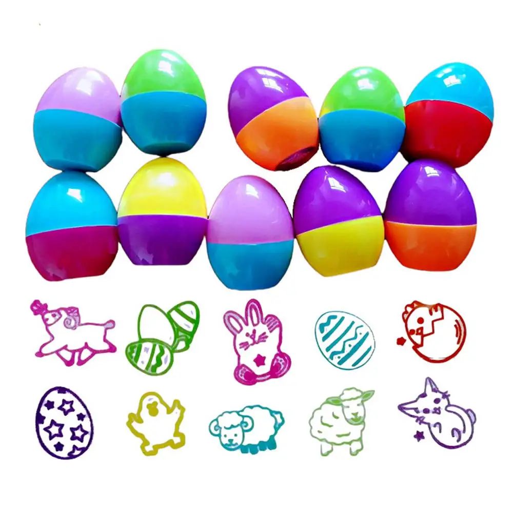 

10Pcs Children Toy Easter Egg Seal Cartoon Stamps Kids Seal DIY Scrapbooking Stamper Seal Animals Rabbit Seal Random Color