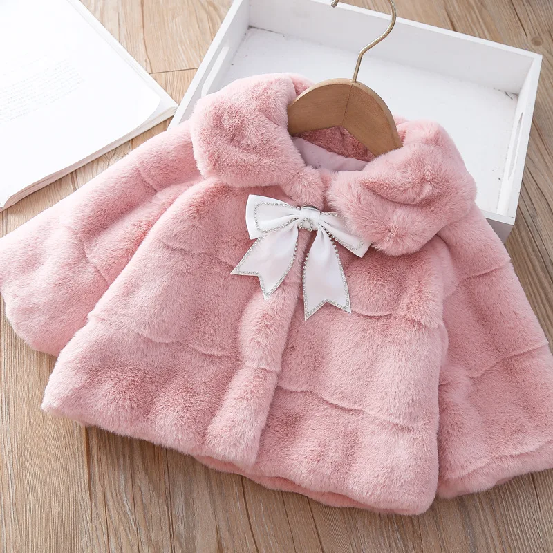 

Autumn winter Kids Coat For Girl Fashion Baby Girls Cardigan Faux Fur Overcoat Princess Outerwear Thick Warm Jacket 24M 3 Years