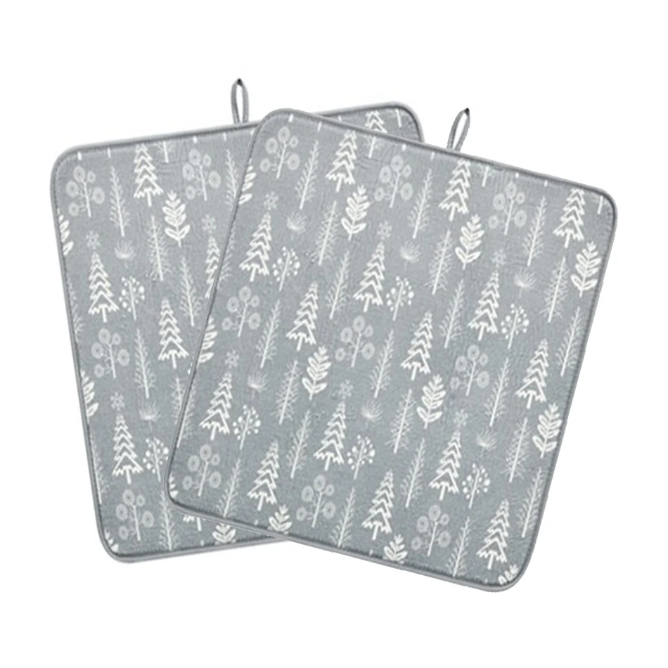 

2 PCS 40X49 CM Counter Dry Pad Microfiber Dish Drainer Board Mat Light Gray For Kitchen Accessories Machine Wash Dining Room