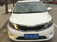 drl for kia rio k2 2012 2013 2014 yellow turn signal car styling 12v led daytime running light driving light with fog lamp hole