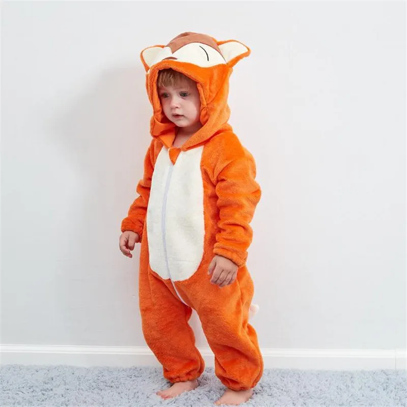 Одежда для новорожденных с изображением животных Зимние теплые детские