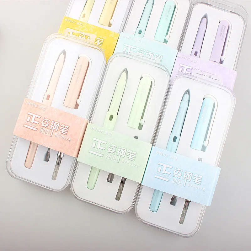 

High Quality Brand 8178 Fashion Fountain Pen Starry Plastic Finance Classic Macaron Pink 0.38 Ink Pen Office School Supplies New