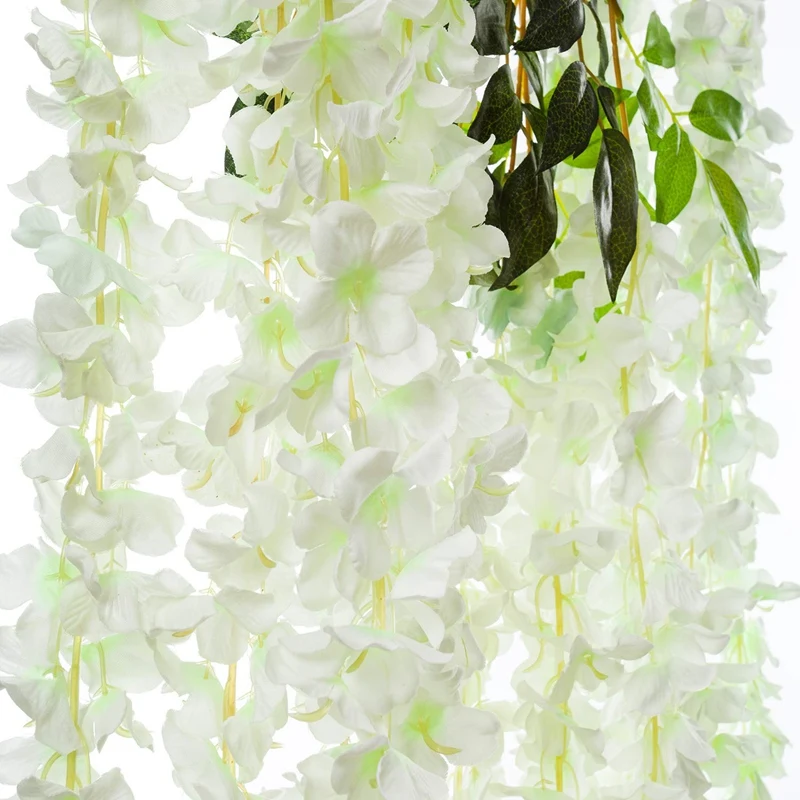 

12 Pack (43.2 FT) Artificial Wisteria Vine Fake Wisteria Hanging Garland Silk Long Hanging Bush Flowers String Home Party Weddin
