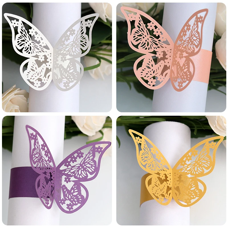 50 шт. бумажные кольца для салфеток в форме бабочки 10 цветов | Дом и сад