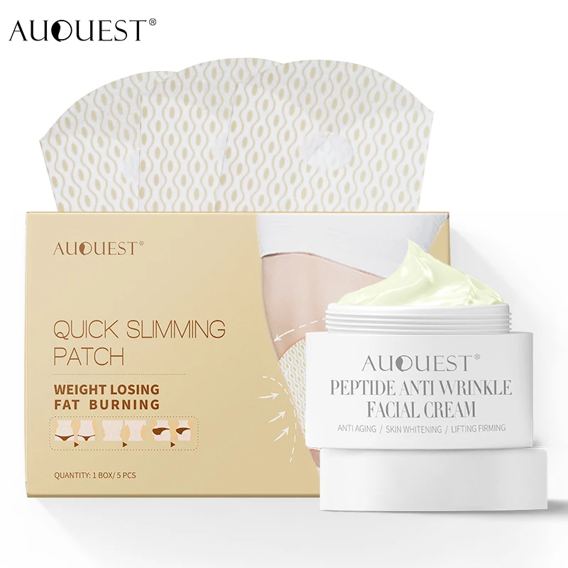 AuQuest пептид крем для лица дряблой кожи и патч на живот похудения Детокс сжигание