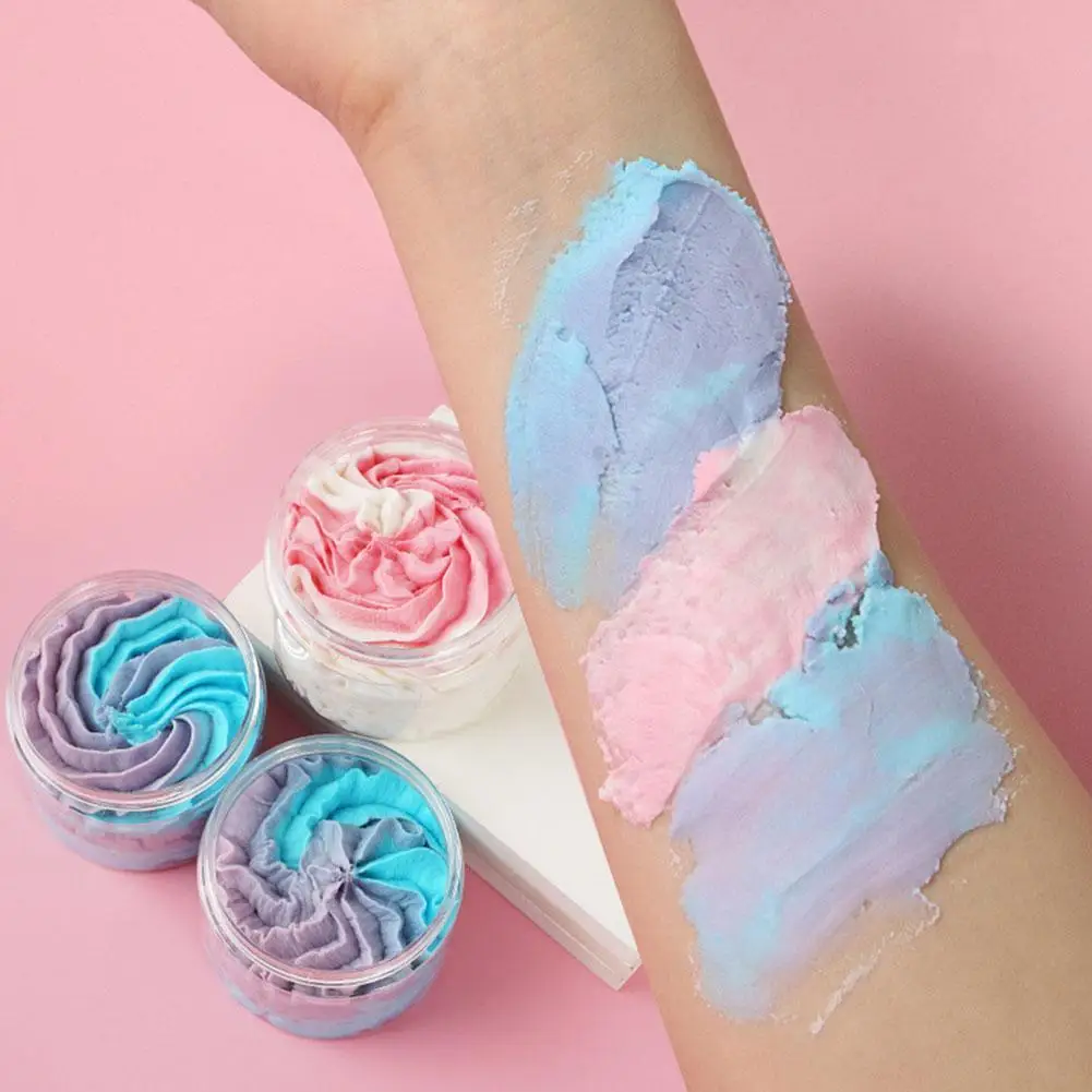 

200g Fruity Scent Shower Gel Scrub Cream Rainbow Sugar Body Scrub Moisturizing Bubble Whipped Bath Soap Coconut Mango Watermelon