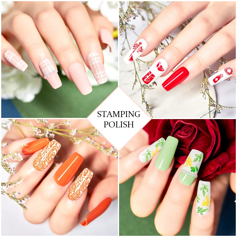 MSRUIOO 8 мл Черный Белый стемпинг ногтей покрытие лак Золотой Серебряный ноготь