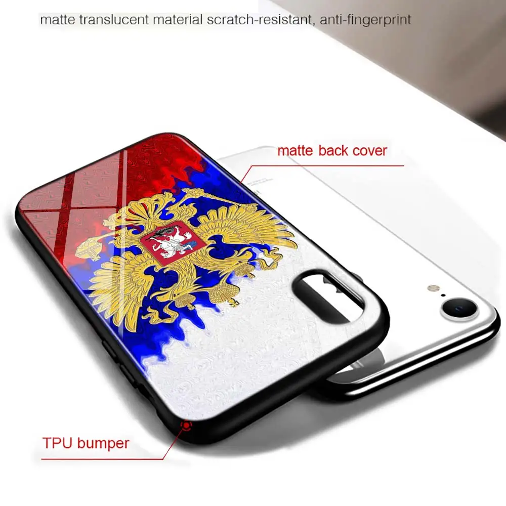 Черный чехол с национальным флагом России для iPhone 11 11Pro X XR XS Max для iPhone 8 7 6 6S Plus 5S 5 SE глянцевый чехол для телефона