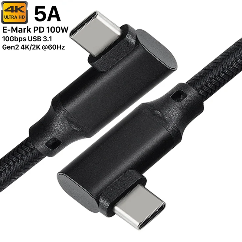 USB-кабель с разъемом типа C 100 Вт 90 градусов 10 Гбит/с | Электроника