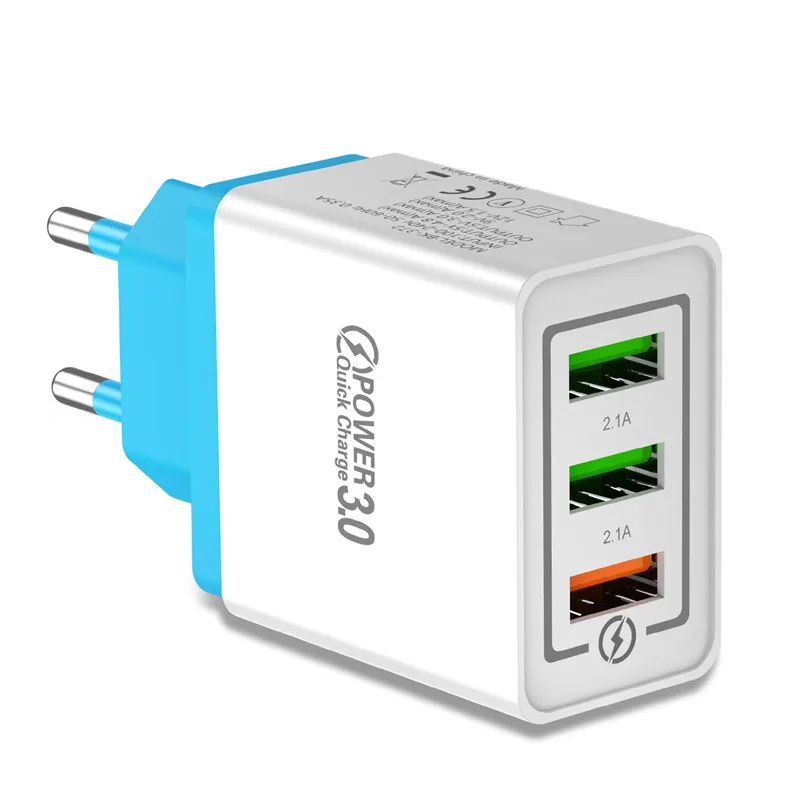 USLION Quick Charge 3,0 USB зарядное устройство для путешествий настенный адаптер быстрой зарядки для iPhone 7 XS samsung Xiaomi планшетов мобильного телефона type C - Тип штекера: Blue