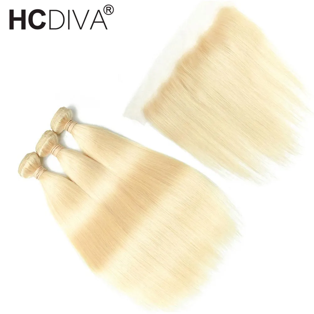 

613 Bundles With Frontal 40inch Brazilian Straight Human Hair 3 Bundles With Closure Blonde Remy Human Hair With Frontal Closure