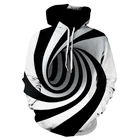Толстовка с капюшоном размера d, свитшер в черно-белую полоску, головокружительный, гипнотический стиль, уличная одежда, осенний стиль, размеры 5XL, пуловер, одежда