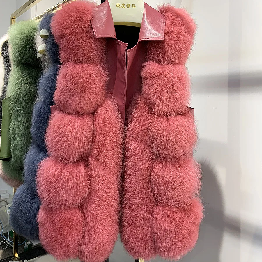 

Maylofuer Fashion Natural Real Fox Fur Vest Jacket Waistcoat Gilet Women Short Sleeveless Winter Thick Warm Luxury Genuine Coats