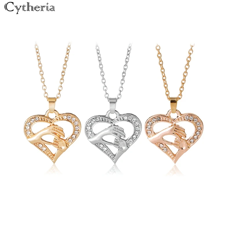 Ожерелье для мамы и ребенка с подвеской в виде стразы хрустальные цвет серебро