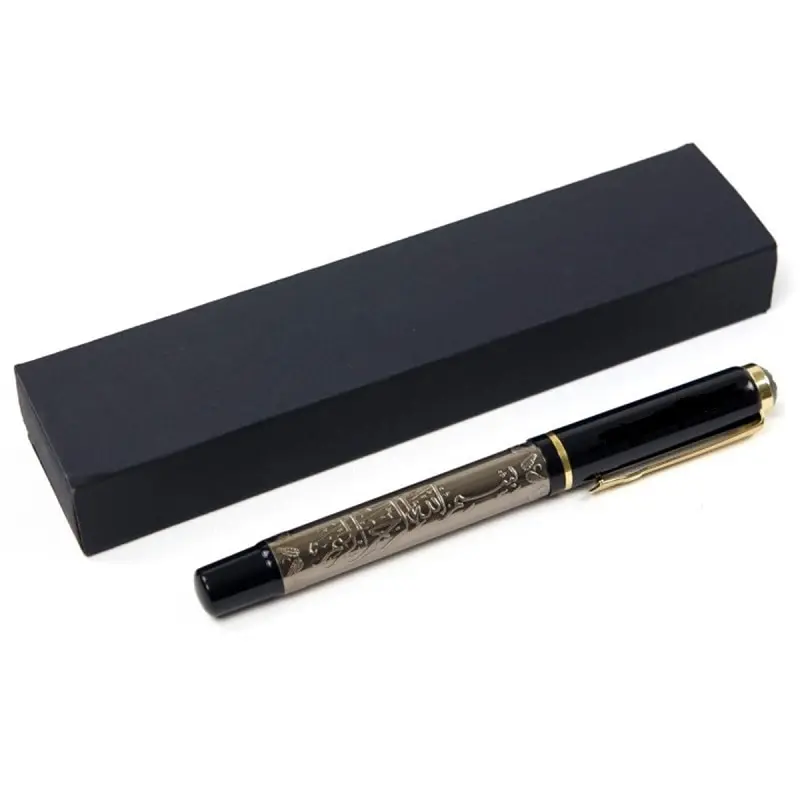 

Шариковая ручка Basmala, гравировальная ручка, подарочная ручка с синими чернилами, черная, золотая, гравированная, офисный подарок, роскошная ручка на день рождения, канцелярские принадлежности