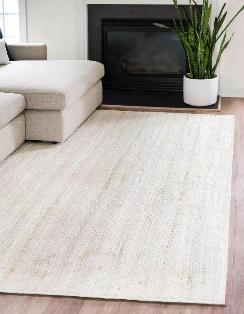 Rug Natural Jute Hand Braided Style Runner Rustic Look Outdoor Decor Cream Rugs Home Decoracion