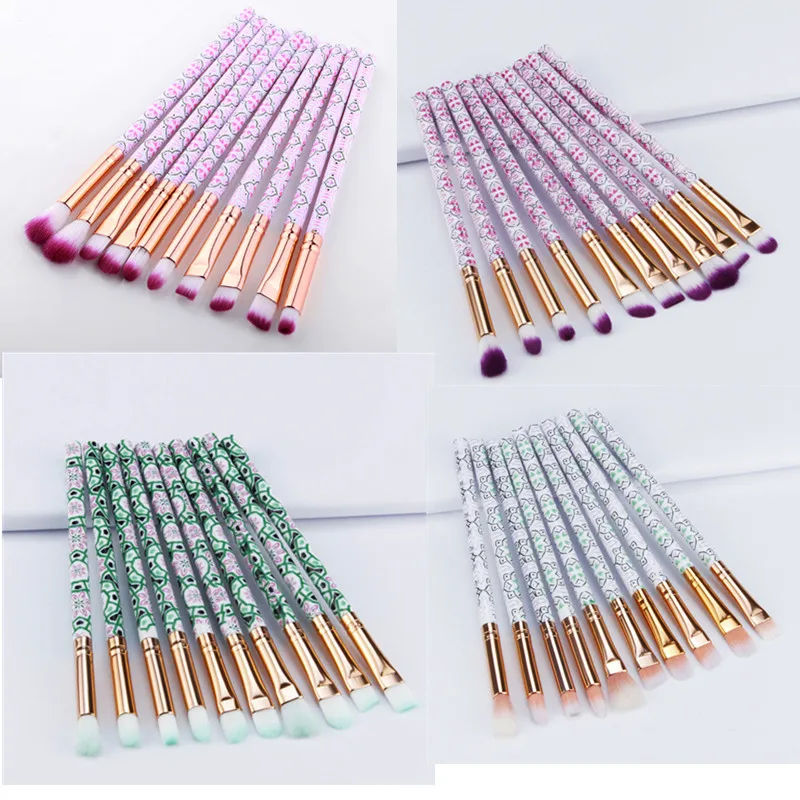 10pcs/Lot Eyeliner Makeup Brushes Set Women Make Up Tools Eyebrow Cosmetic kit Lip brush Bohemia Style Brush set