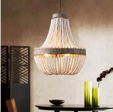 Американские ретро деревянные бусины люстра принцесса комната детская спальня