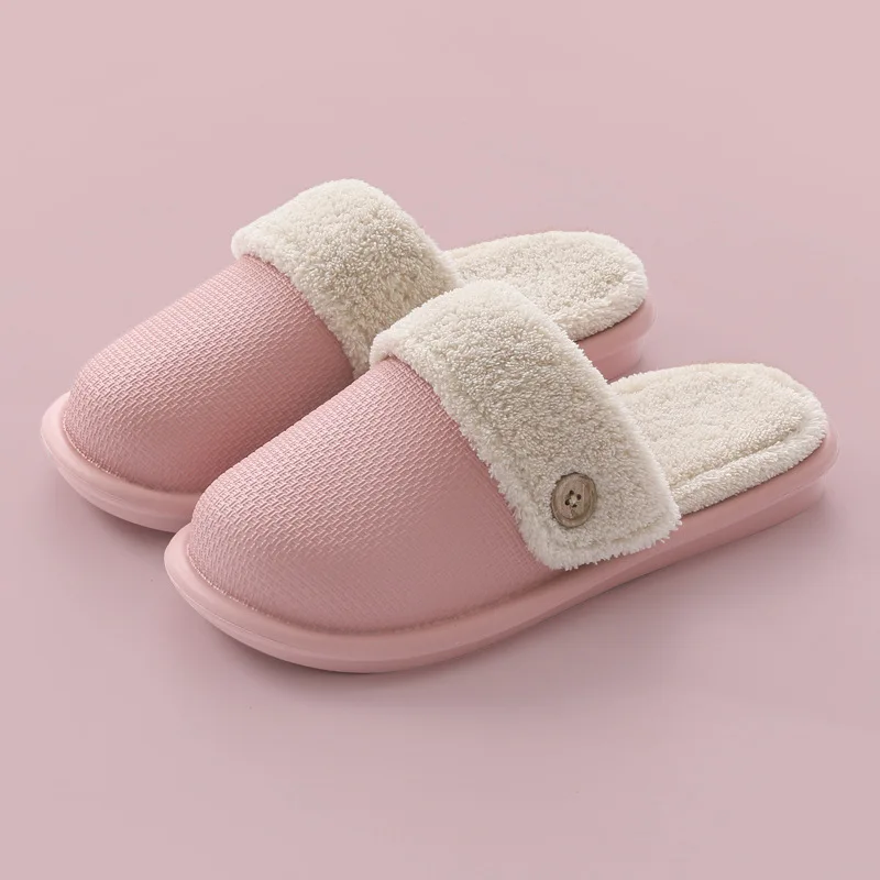 New Autumn and Winter Cotton Slippers Female 2021 Coral Fleece Warmth Waterproof Non-slip Detachable Lining Indoor Home Shoes