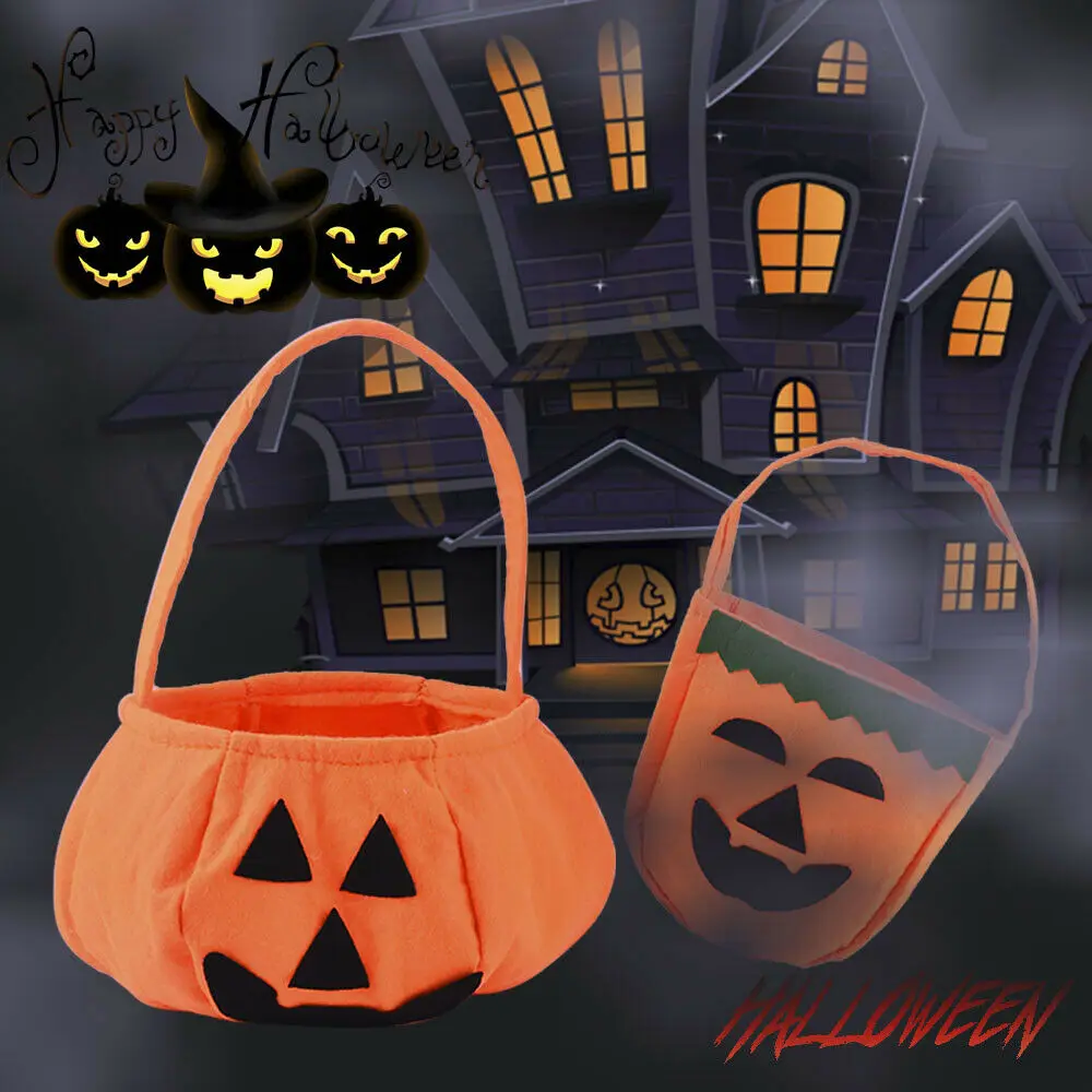 

1pc Halloween Decoration Pumpkin Non-woven Handbag Pouch Kids Trick Or Treat Gift Candy Bag For Home Festival Party Supplies