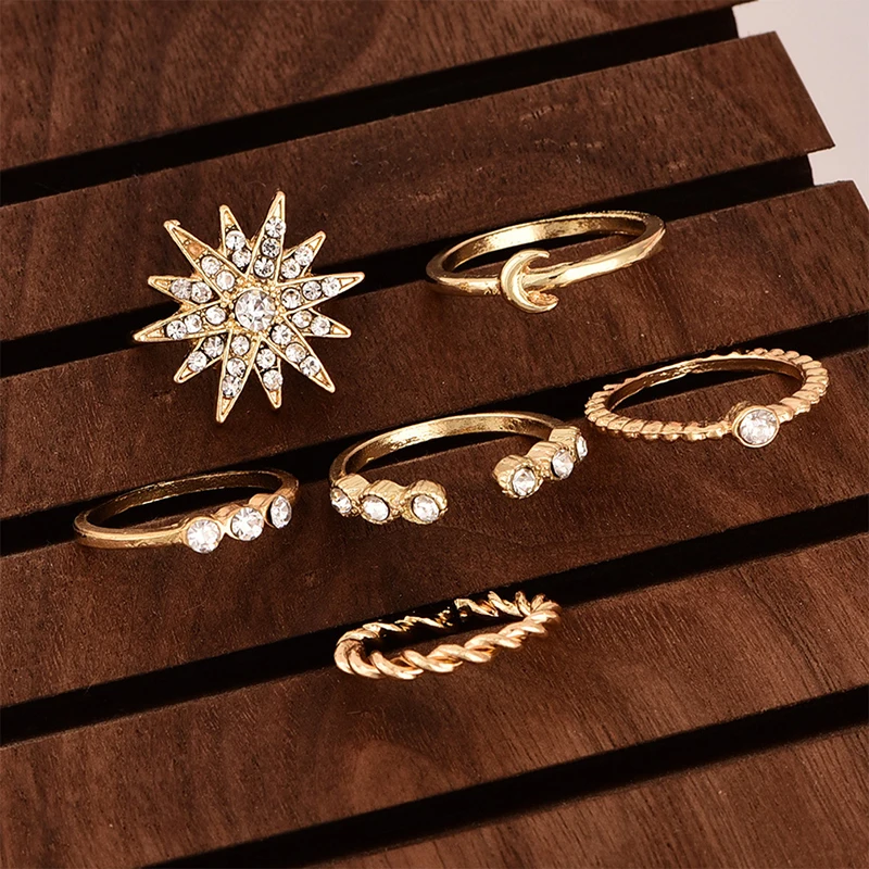 Модное изысканное Новое индивидуальное кольцо с кристаллами в виде звезд и Луны