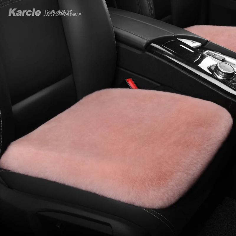 

Karcle Wool Car Seat Covers Cushion Natural Sheepskin Winter Warm Car Seat Protector Auto Interior Accessories
