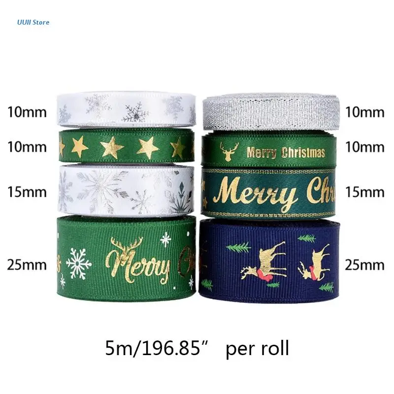 

Home Decoration Hair Bows DIY Christmas Ribbon 8 Patterns Ribbon Printed Snow