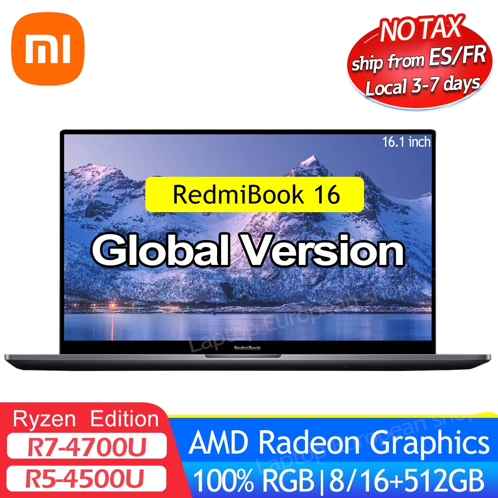 Xiaomi RedmiBook 16 ноутбук 1 дюймов AMD Ryzen R7 4700U/R5 4500U 8/16 ГБ 512 Win10 100% sRGB ультра тонкий офисный