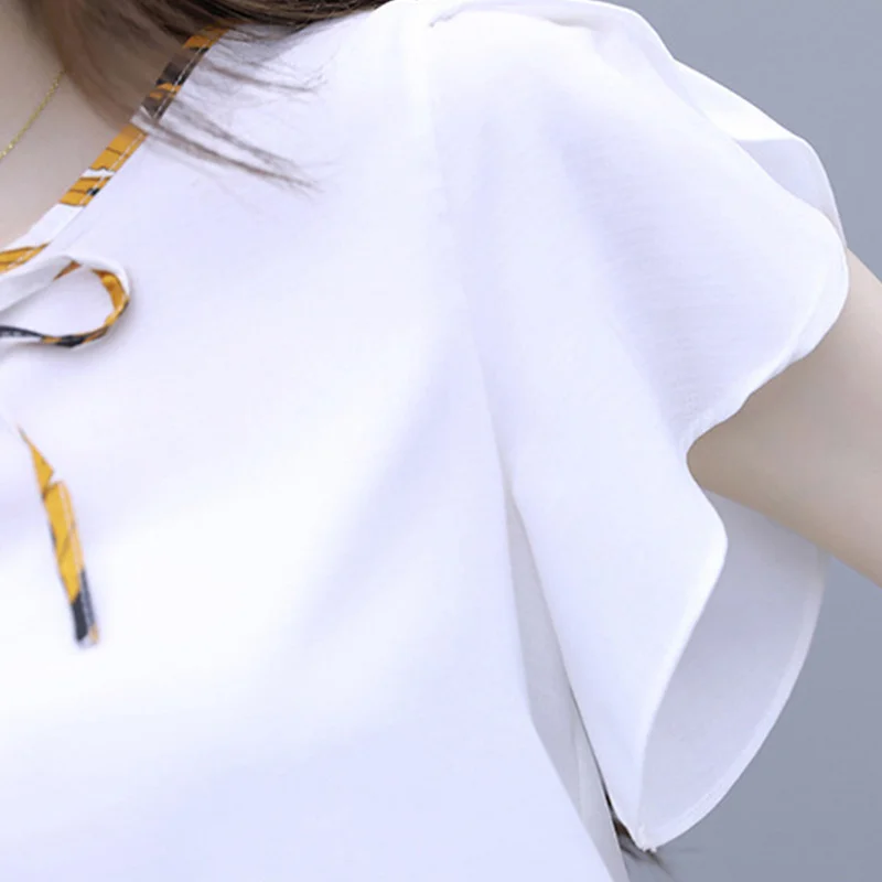 GEJIAN2019 летний комплект из двух предметов женские белые блузки Цветочные