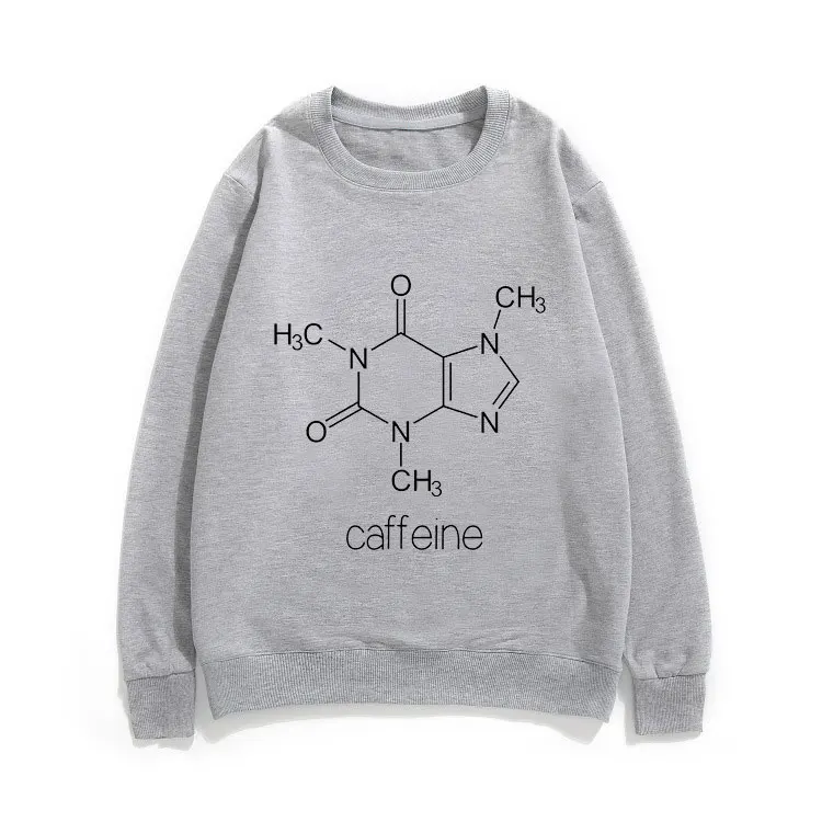 

Caffeine Molecule Pattern Print Sweatshirt Couples Oversize Hip Hop Clothes Men Loose Pullover Women Daily Harajuku Sweatshirt