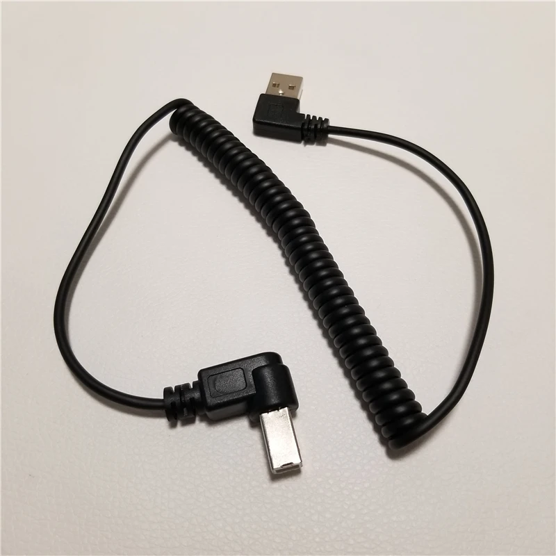 Переходник AM BM USB Type A Male B с прямым углом поворота 90 градусов спиральный