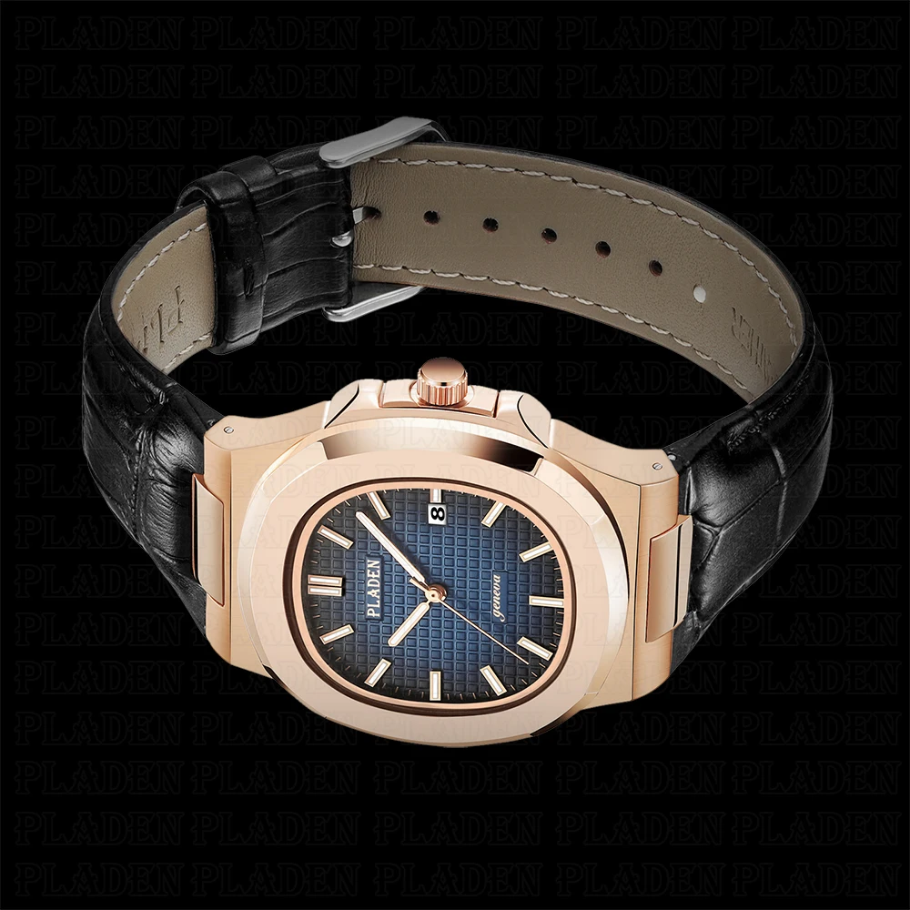 PLADEN высокое качество роскошные Брендовые мужские часы кожа Водонепроницаемый