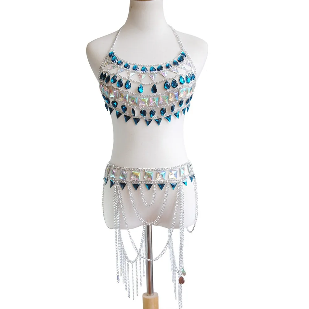 Зеркальный акриловый бюстгальтер-фартук сексуальное ювелирное изделие для тела